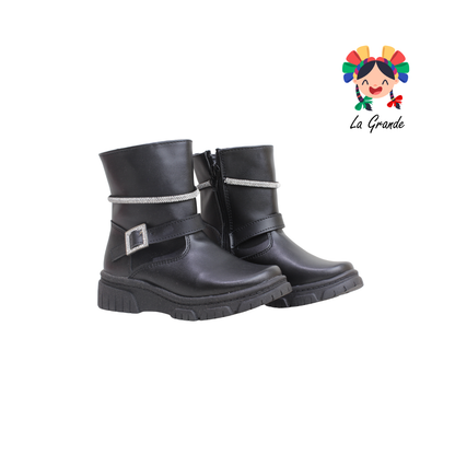 154 ERANDI Negro Napa Bota Casual para Niña