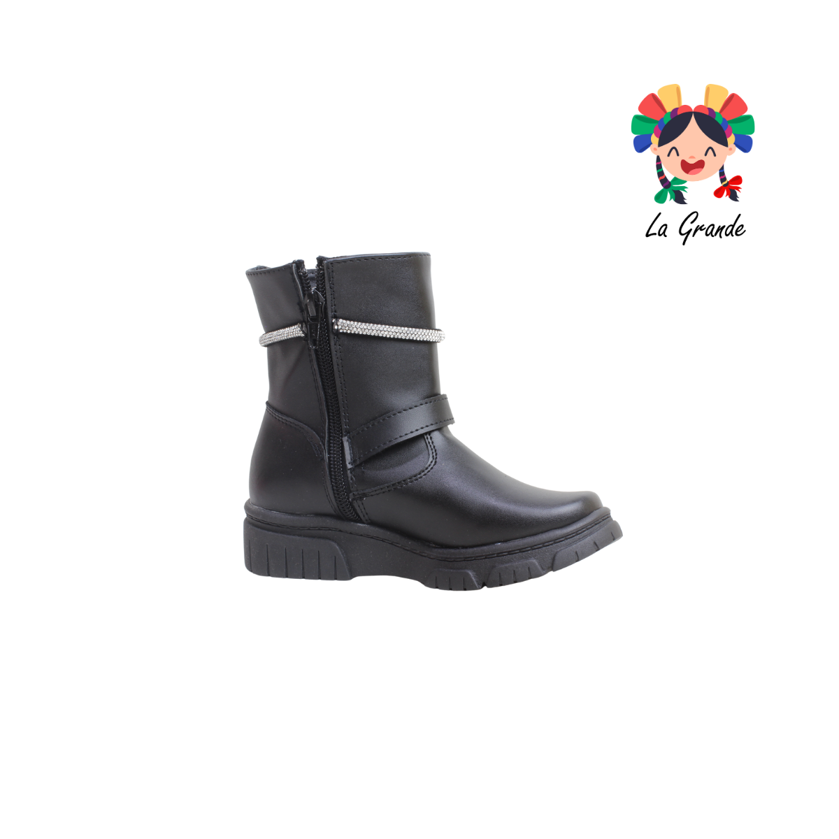 154 ERANDI Negro Napa Bota Casual para Niña