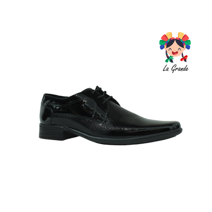 155P PARRANDEROS Negro Piel Zapato Casual de Charol para Caballero