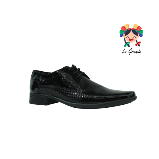 155P PARRANDEROS Negro Piel Zapato Casual de Charol para Caballero