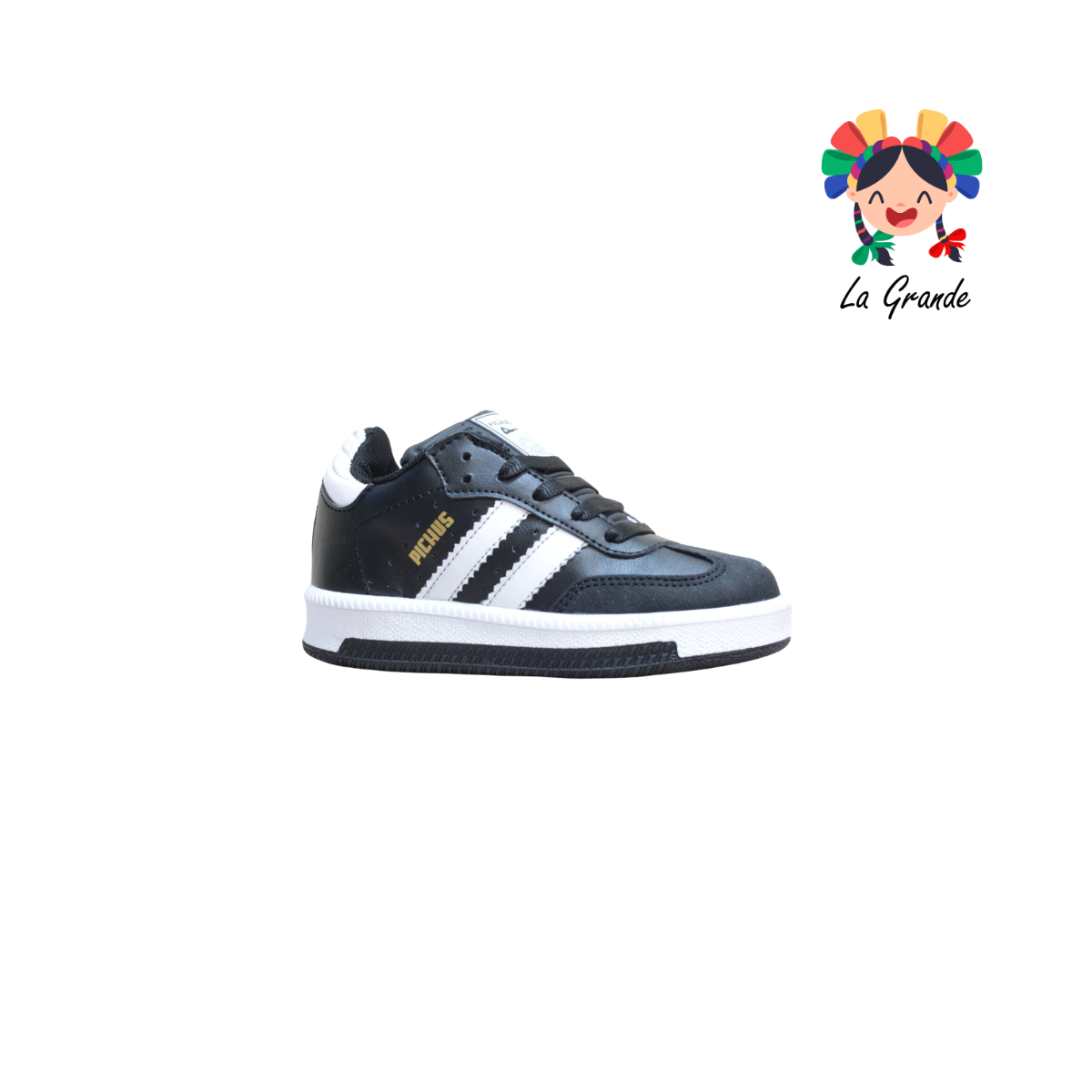 880 PICHUS Negro Blanco Tenis Casual para Niña y Niño