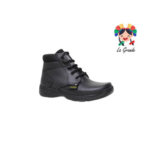 159 CHUCHIN Negro Piel Zapato Escolar Tipo Bota para Joven