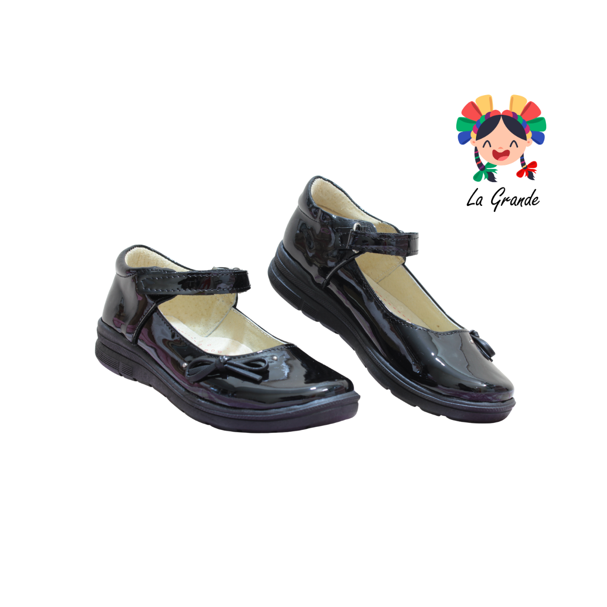 719 WIZZYZ Negro Charol Zapato Escolar para Dama
