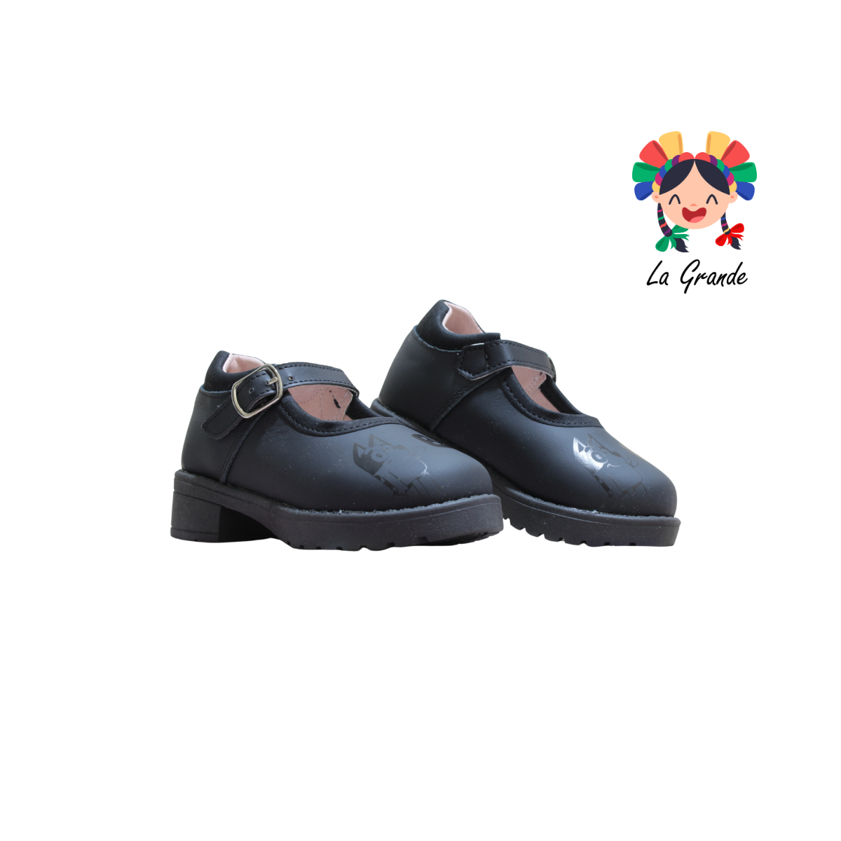 1005 MIA Negro Napa Zapato Escolar para Niña