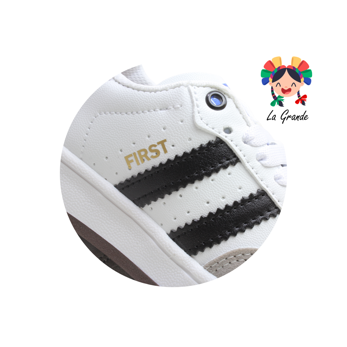 16000 FIRST Bco Gris Ngo Sint Tenis Casual para Bebé, Niña y Niño