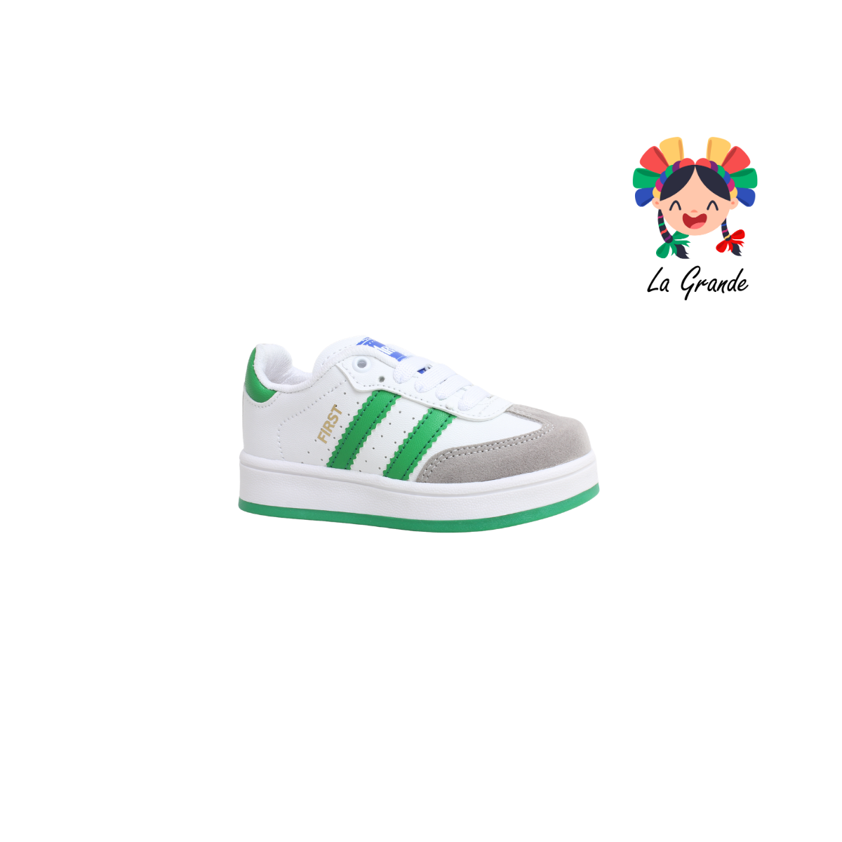 16000 FIRST Bco Gris Vde Sint Tenis Casual para Bebé, Niña y Niño