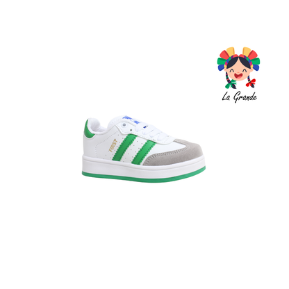 16000 FIRST Bco Gris Vde Sint Tenis Casual para Bebé, Niña y Niño