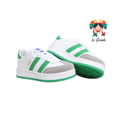 16000 FIRST Bco Gris Vde Sint Tenis Casual para Bebé, Niña y Niño