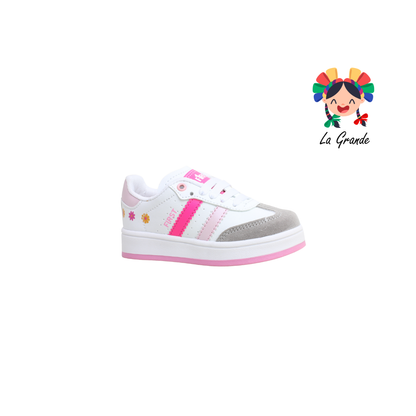 16000 FIRST Bco Gris Rosa Sint Tenis Casual para Bebé, Niña y Niño