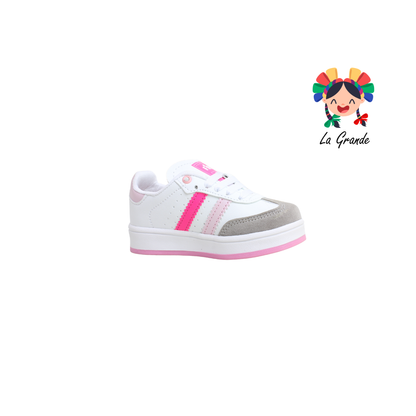 16000 FIRST Bco Gris Rosa Sint Tenis Casual para Bebé, Niña y Niño