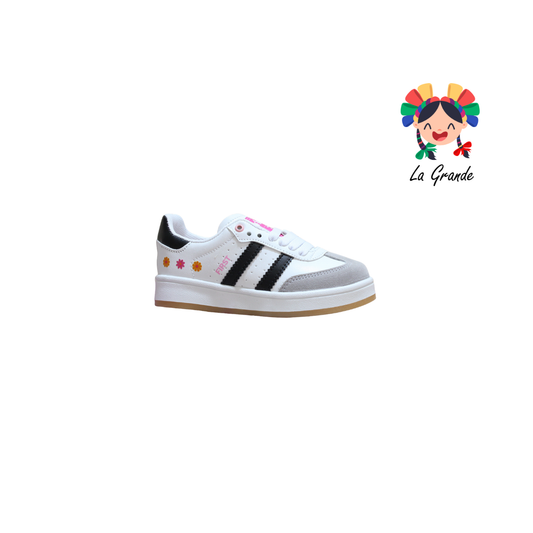16000 FIRST Bco Gris Ngo Flores  Sint Tenis Casual para Niña