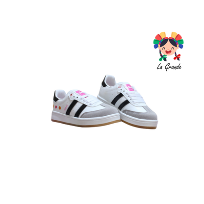 16000 FIRST Bco Gris Ngo Flores  Sint Tenis Casual para Niña