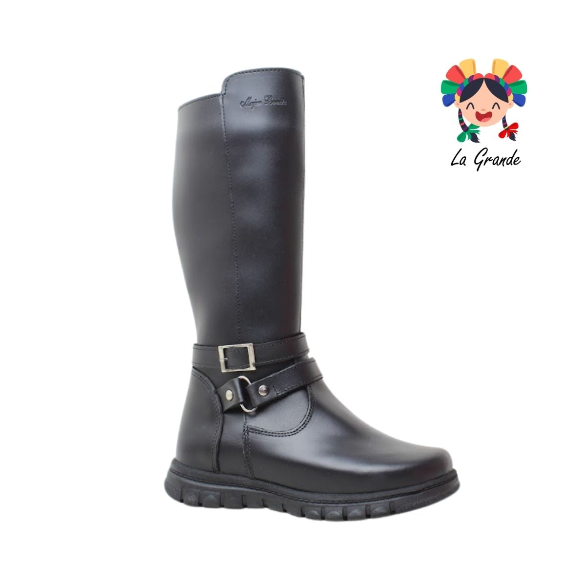 1604 MUJER BONITA Negro Sint Bota Alta para Niña