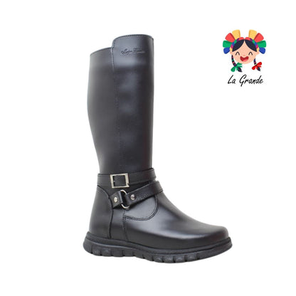 1604 MUJER BONITA Negro Sint Bota Alta para Niña