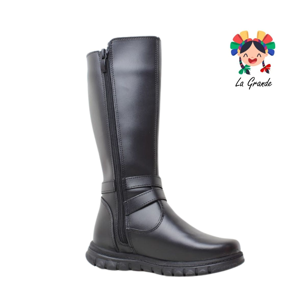 1604 MUJER BONITA Negro Sint Bota Alta para Niña