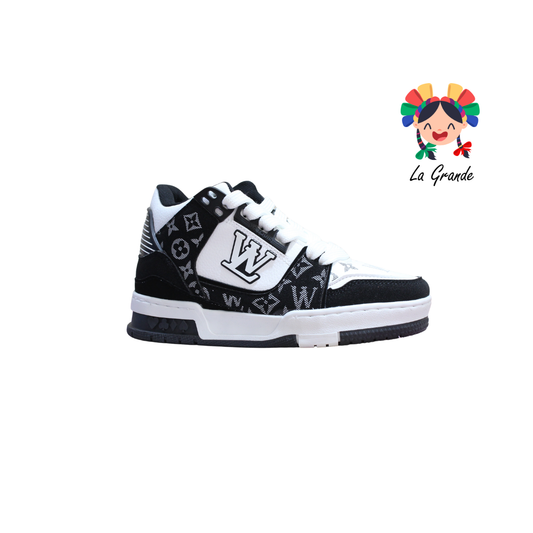 160 WALKQUIR Blanco Negro Tenis Casual para Dama, Joven y Caballero