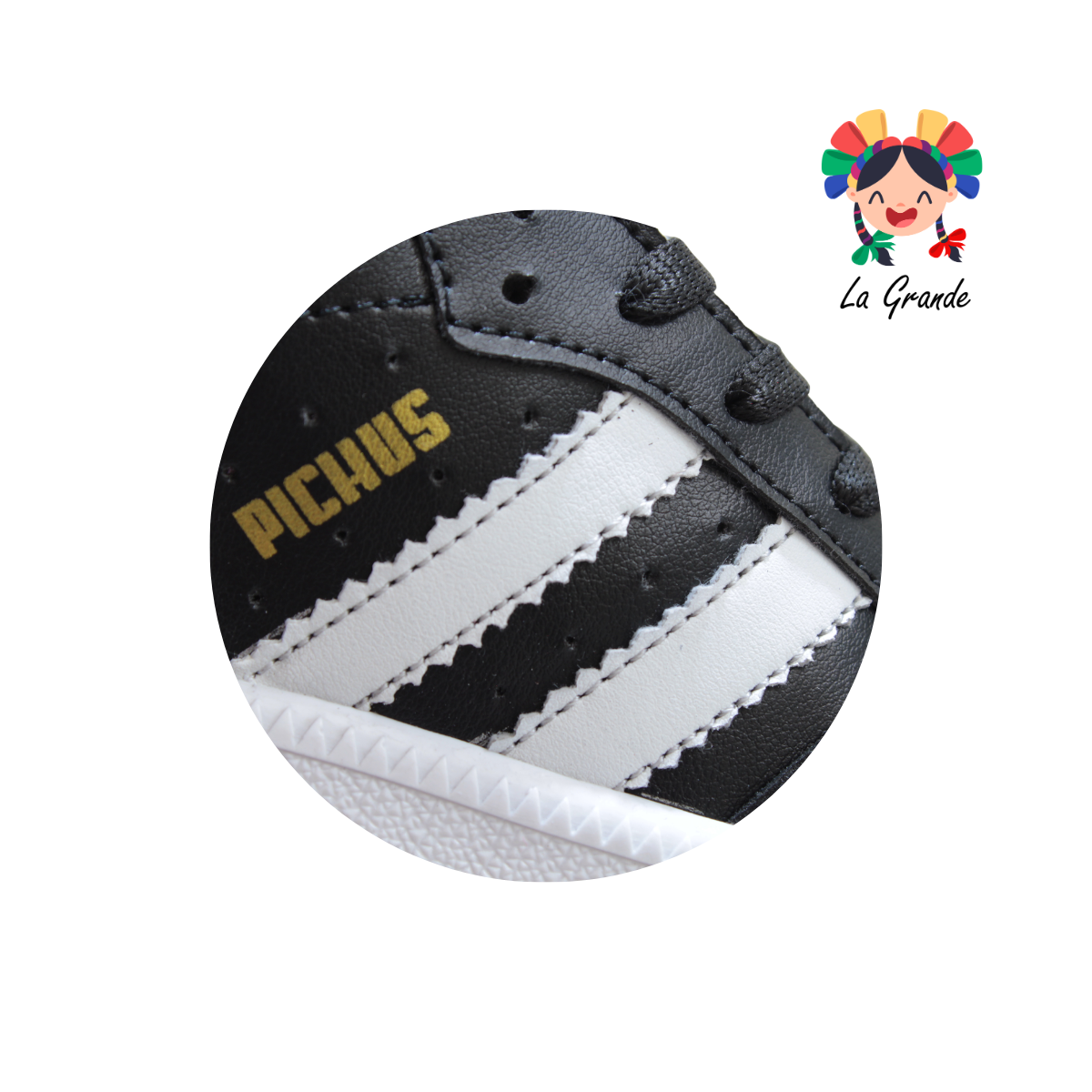 880 PICHUS Negro Blanco Tenis Casual para Niña y Niño