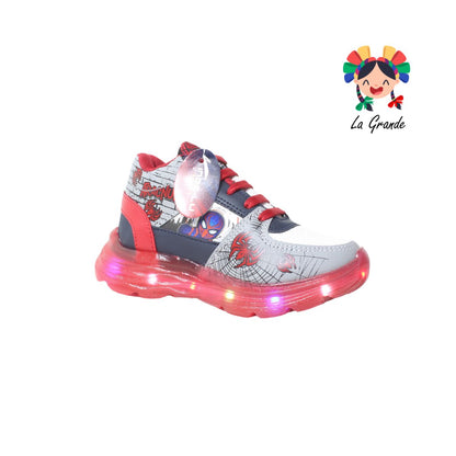 1692 KINGS-LU Gris Bco Mno Rojo Tenis con Luces Led  para Niño