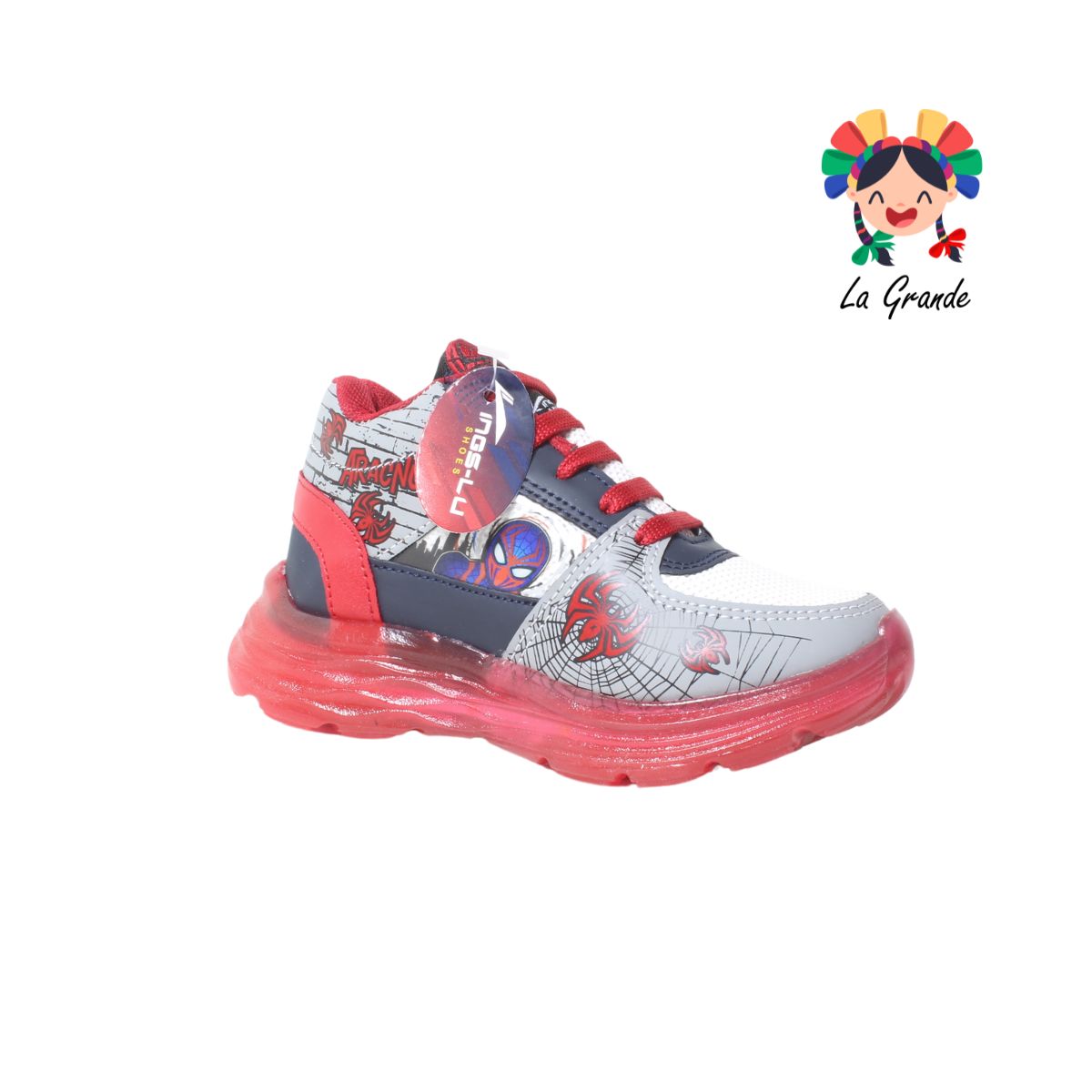 1692 KINGS-LU Gris Bco Mno Rojo Tenis con Luces Led  para Niño