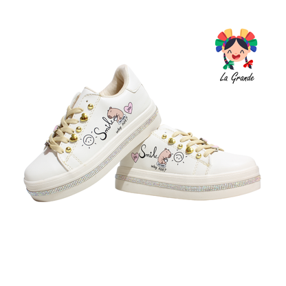 1650 CAPI CHAMPS Beige Tenis Casual para Niña y Dama