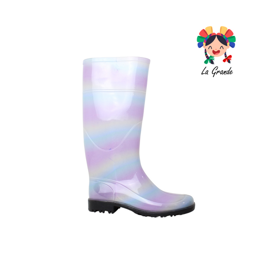 1652 TOP MODA  Arcoiris Negro  Bota de Hule para Dama