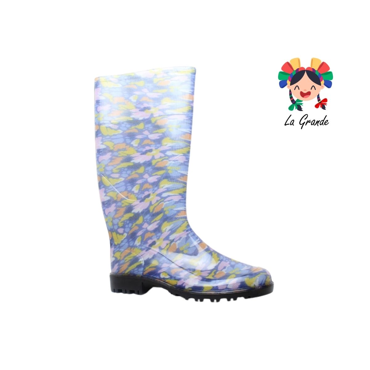 1652 TOP MODA Azul Flores Verano Bota de Hule para Dama