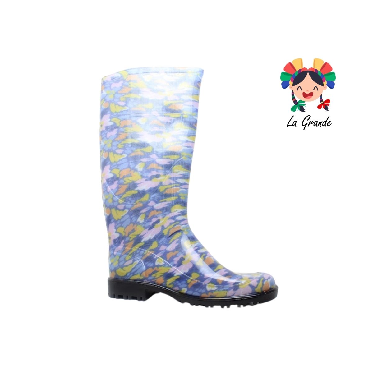 1652 TOP MODA Azul Flores Verano Bota de Hule para Dama