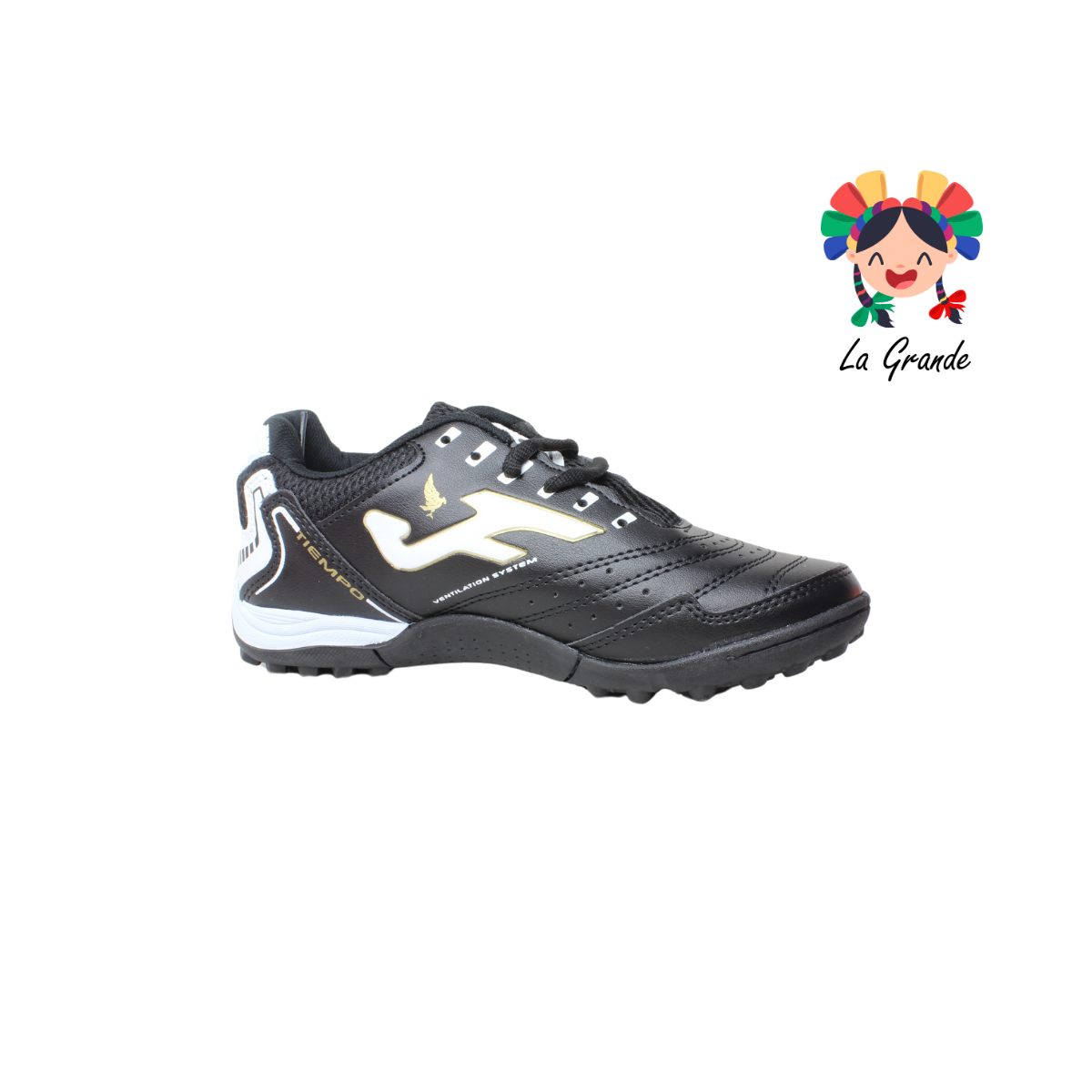 930 FRAKOS Negro Blanco Sintético Tenis de Fútbol Rápido para Joven