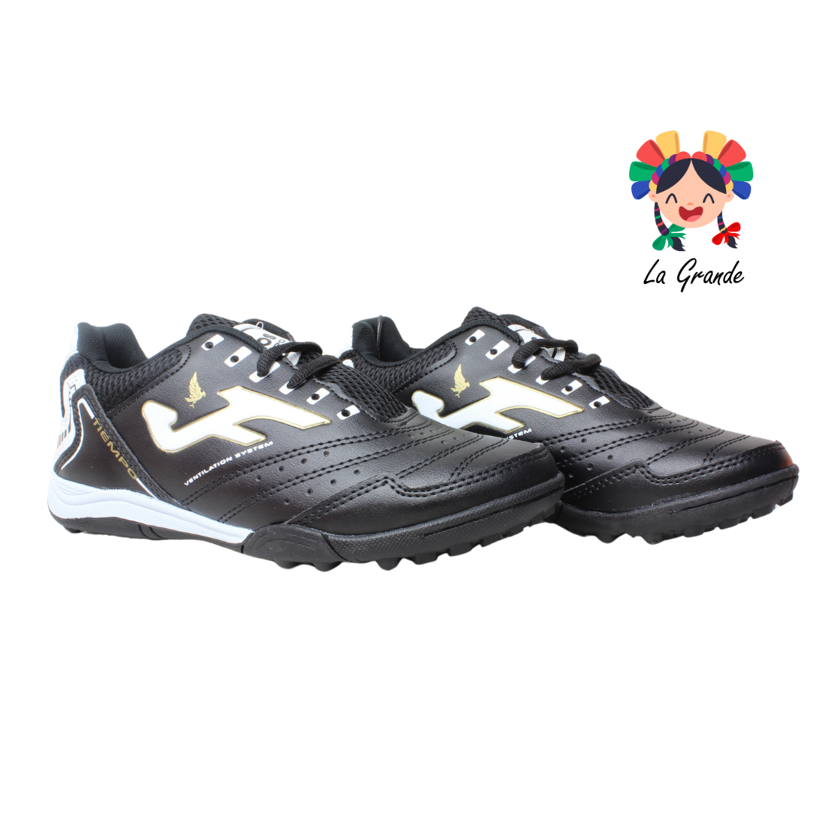 930 FRAKOS Negro Blanco Sintético Tenis de Fútbol Rápido para Joven