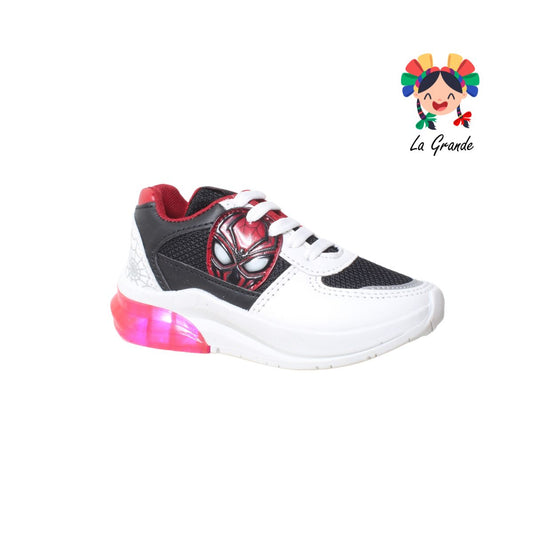 1647-F KINGS-LU Bco Ngo Rojo Tenis con Luces para Niño