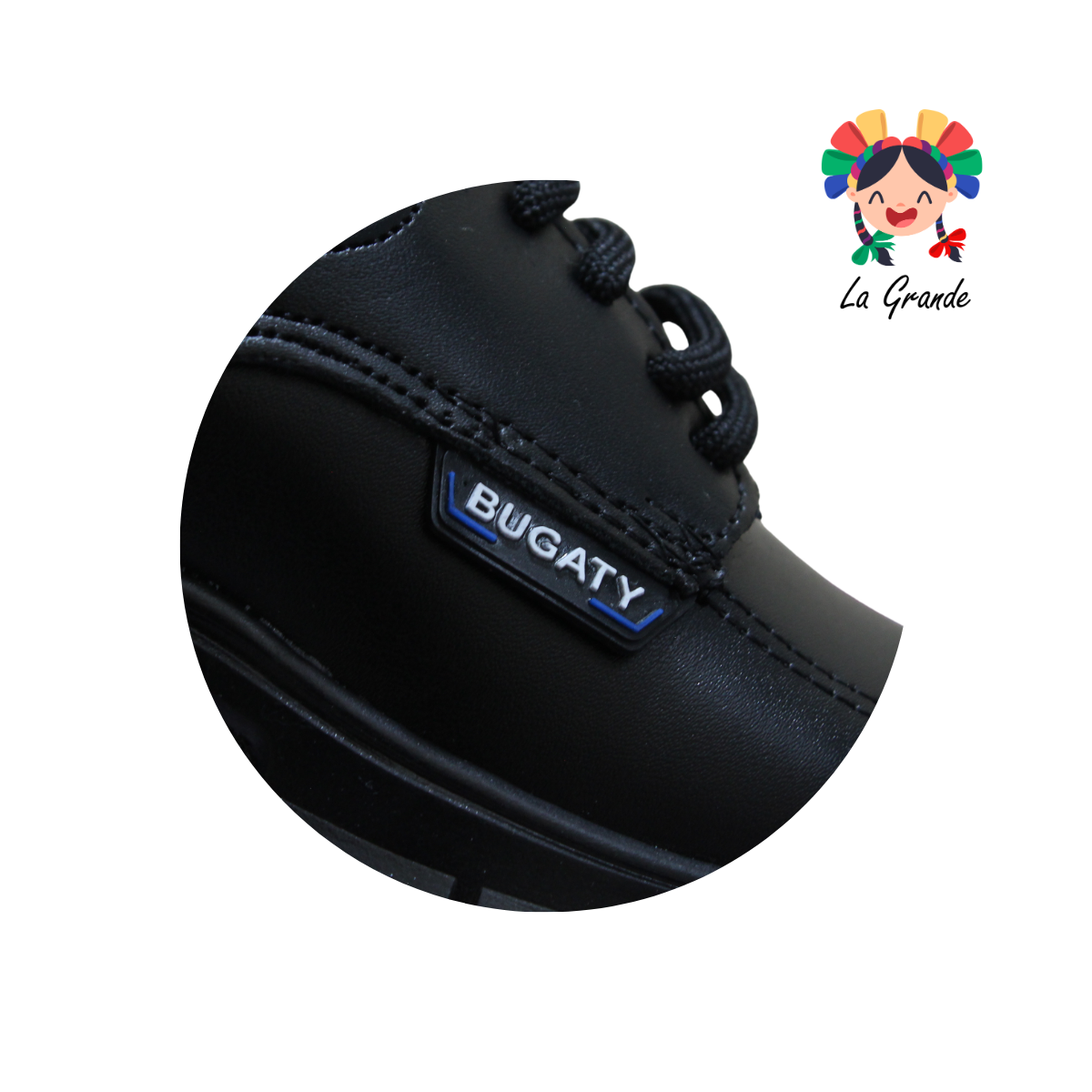 9007 BUGATY SHOES Negro Sint Zapato Escolar para Niño y Joven