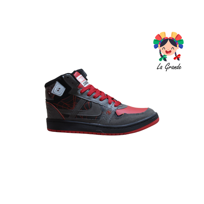060043 PAM Gris Rojo Napa Gamuza Mortales Tenis Casual Calzado Nacional Original para Dama,Joven y Caballero