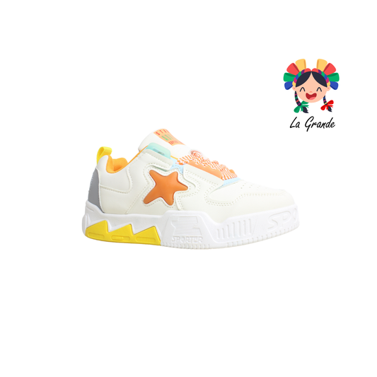 2316B-1C FOSUM Beige Naranja Sint Tenis Casual para Dama