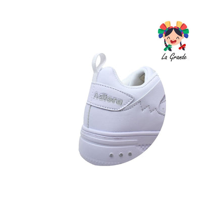 1700 ADIORA Blanco Total Sint Tenis Escolar para Niña y Niño
