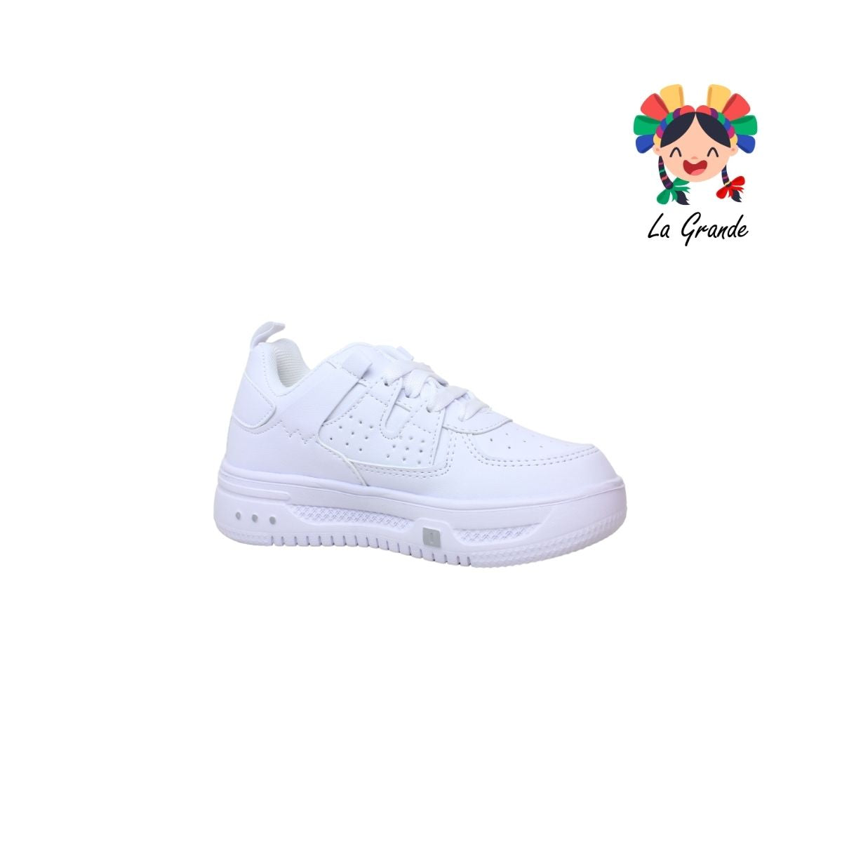 1700 ADIORA Blanco Total Sint Tenis Escolar para Niña y Niño