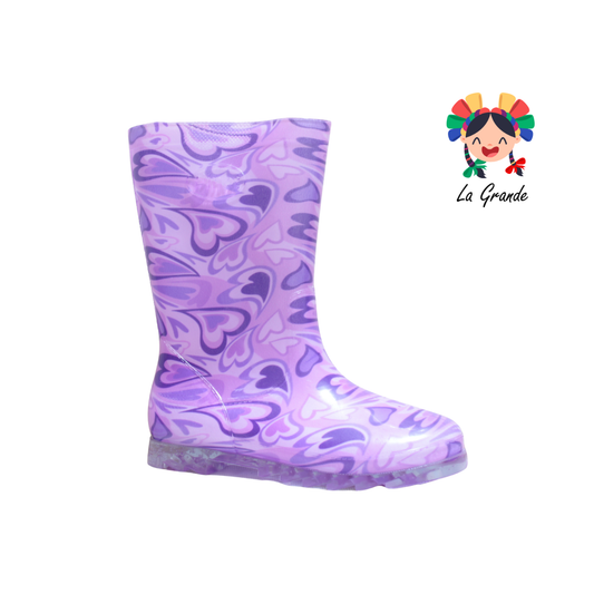 Pulgarcito PINET Morado Corazon Bota de Hule para Dama