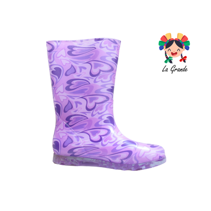 Pulgarcito PINET Morado Corazon Bota de Hule para Dama