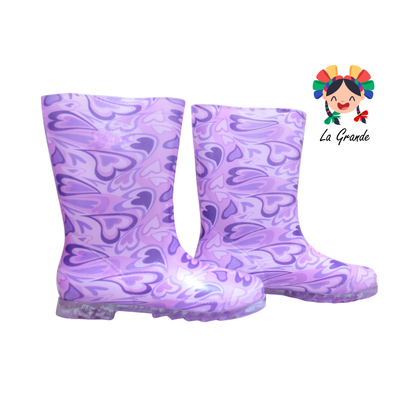 Pulgarcito PINET Morado Corazon Bota de Hule para Dama