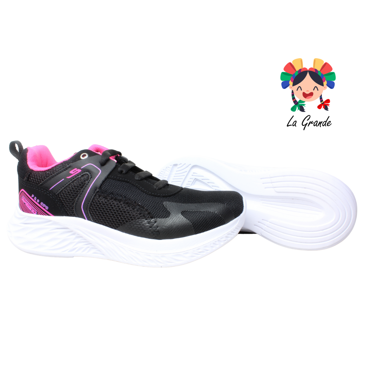 970 SPEIS10 Negro Fiusha Tenis Deportivo para Dama