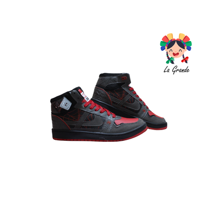 060043 PAM Gris Rojo Napa Gamuza Mortales Tenis Casual Calzado Nacional Original para Dama,Joven y Caballero