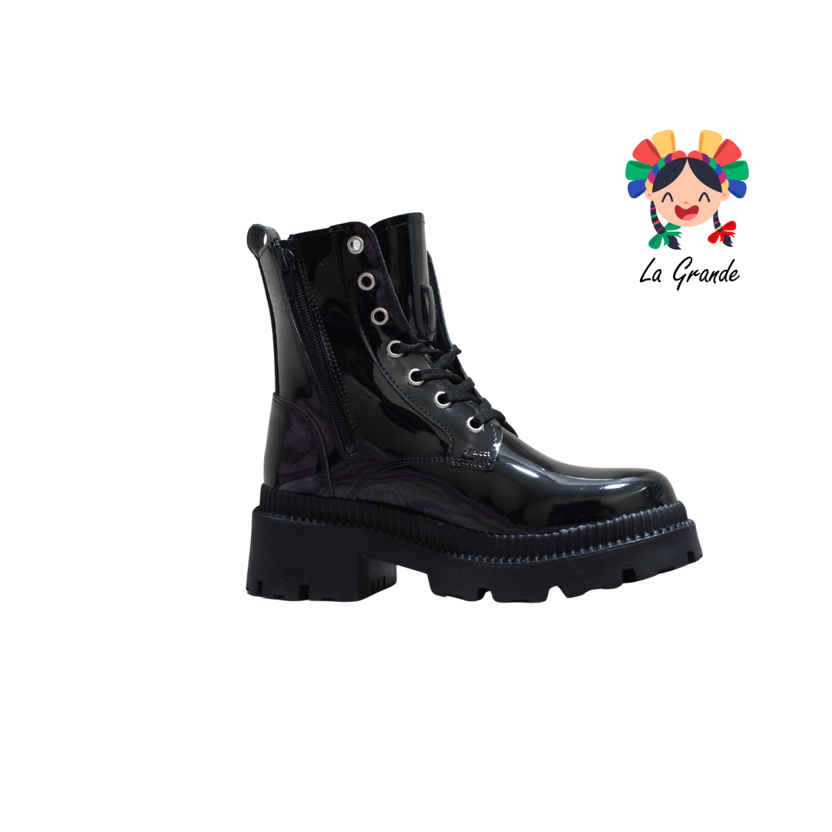 3709 MODELS Negro Charol Bota Casual para Dama