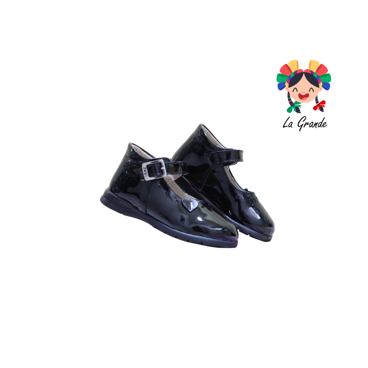 2302 DOGI Negro Charol Zapato Casual para Bebe y Niña