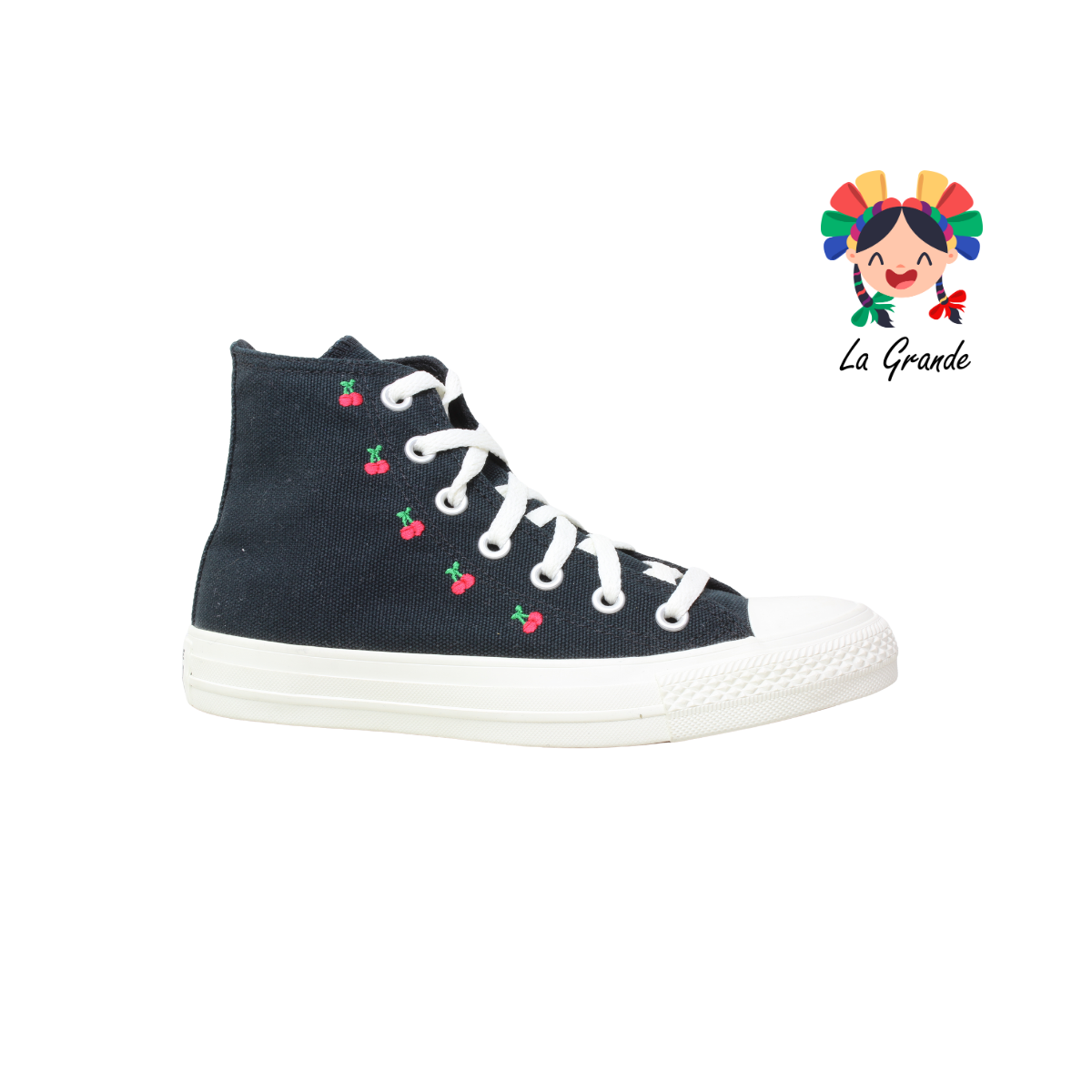 HI CONVERSE Negro Cereza Textil Tenis Casual Original Importado para Dama