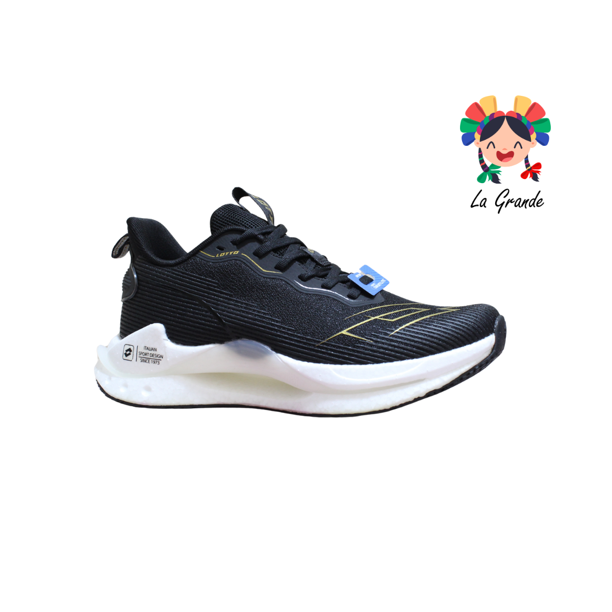 0H517002 LOTTO Negro Amarillo Tenis Casual para Caballero