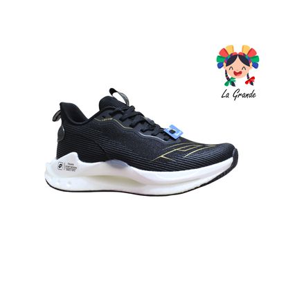 0H517002 LOTTO Negro Amarillo Tenis Casual para Caballero