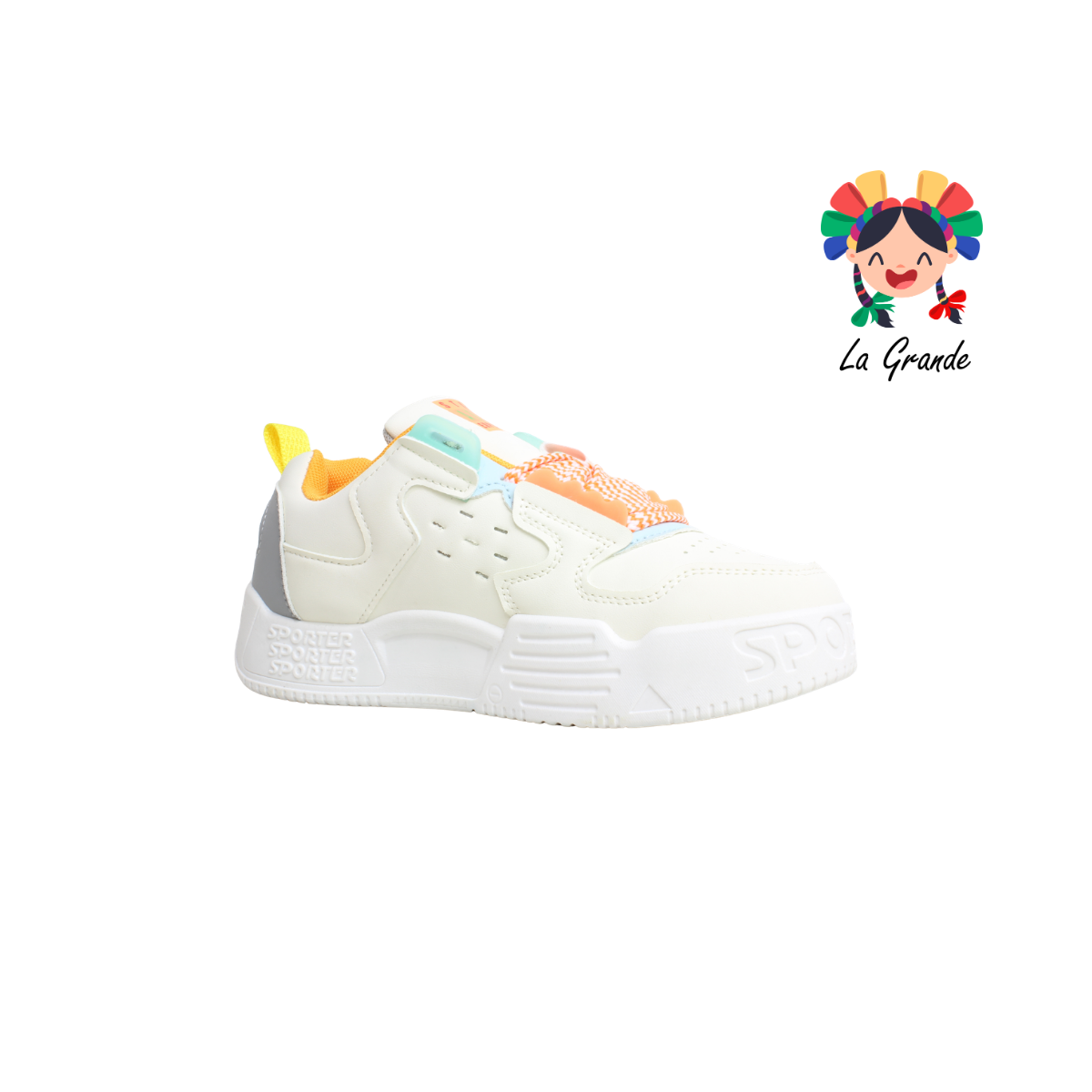 2316B-1C FOSUM Beige Naranja Sint Tenis Casual para Dama