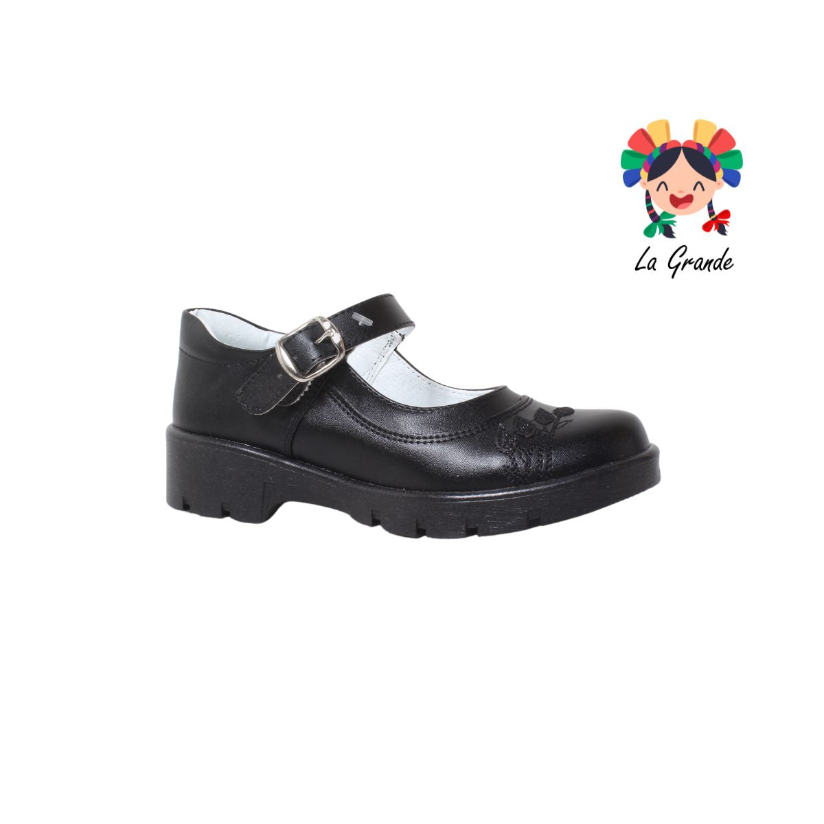 1800 LADY FLORES Negro Sint Zapato Escolar para Dama