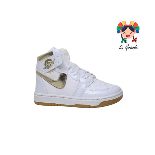 18010 PAOLA RAMIREZ Blanco Oro Sint Tenis Casual para Niña y Niño