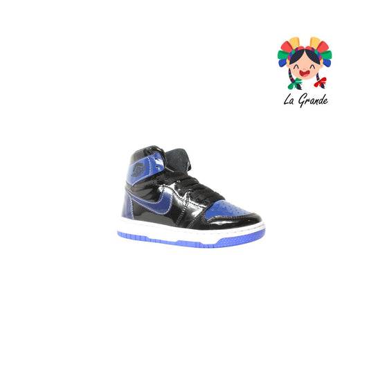 18010 PAOLA RAMIREZ Negro Rey Charol Tenis Casual para Niño y Niña
