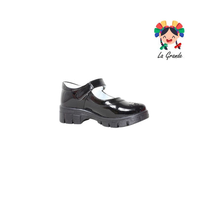 1801 LADY FLORES Negro Charol Zapato Escolar para Niña y Dama